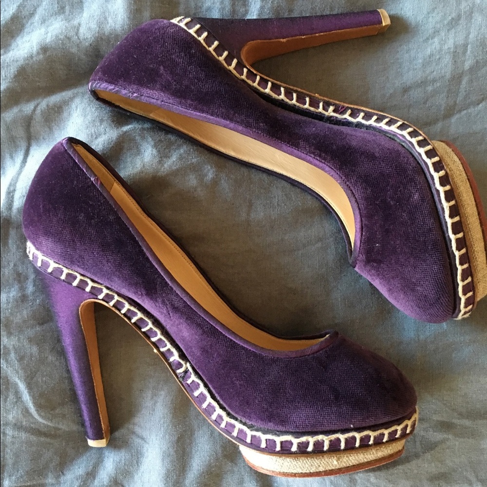 Charlotte Olympia Velvet Platform Heels - Sz 39